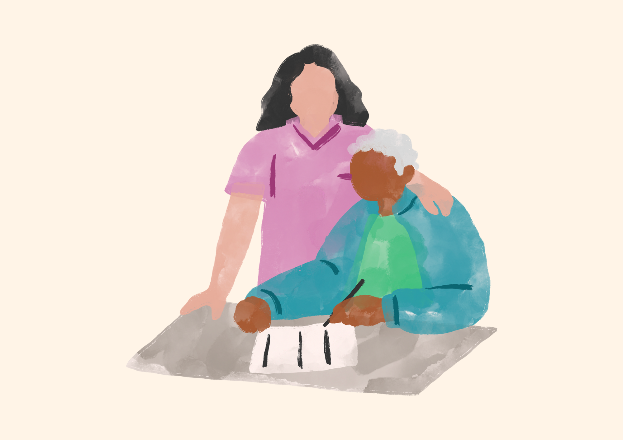 En person som tegner et barn